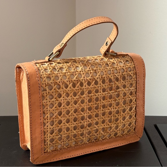 Tan Woven Rattan Handbag - Picture 3 of 6